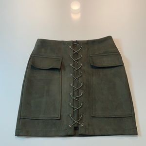 Olive Green Short Mini Skirt